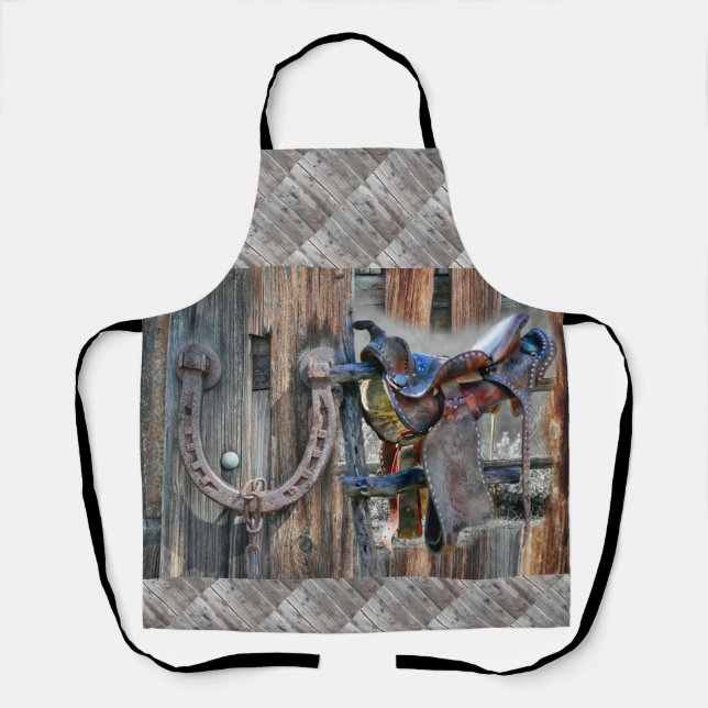 Delantal Horse Saddle Horseshoe Rústico Oeste (Anverso)