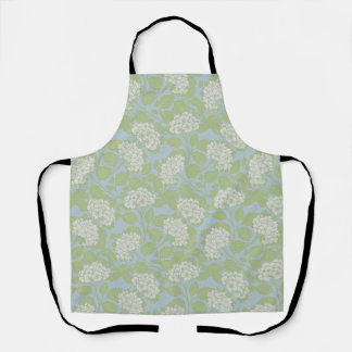 Delantal Hortensia elegante cottagecore azul polvoriento ve