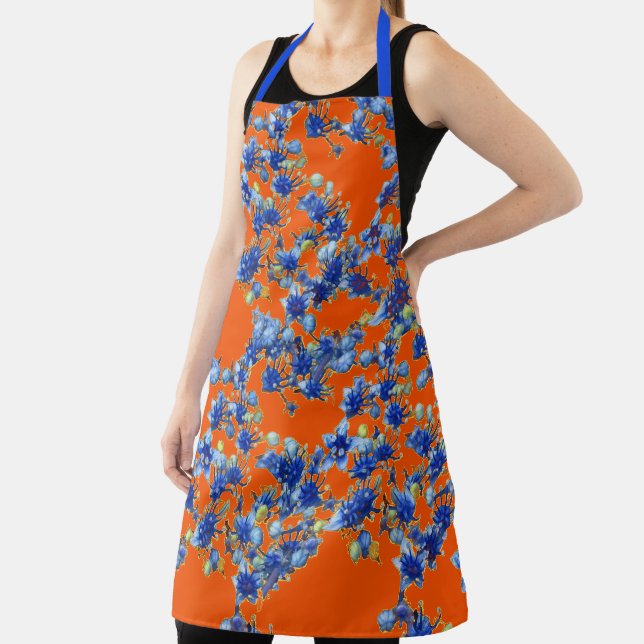 Delantal Hortensia Naranja y Azul (in situ)