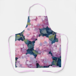 Delantal Hortensias Florales Rosa Rojizo