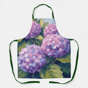Delantal Hortensias Moradas Acuarela Floral