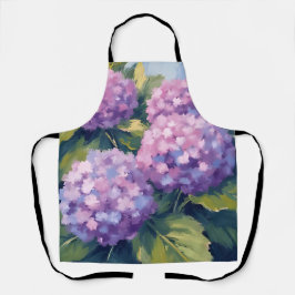Delantal Hortensias Moradas Acuarela Floral
