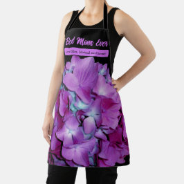 Delantal Hortensias románticas florales magenta teal elegan
