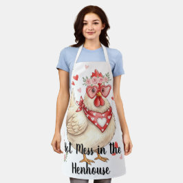Delantal Hot Mess in the Henhouse Valentine Chicken Apron