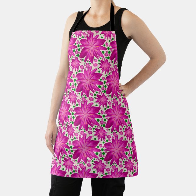 Delantal Hot Pink Floral Seamless Pattern  (in situ)