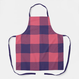 Delantal Hot Pink Magenta Índigo Búfalo Cuadros
