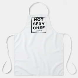 Delantal Hot Sexy Chef Funny Cita Blanco Negro Personalizad