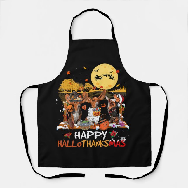Delantal Hound de Basset Feliz Hallothanksmas Halloween Gra (Anverso)
