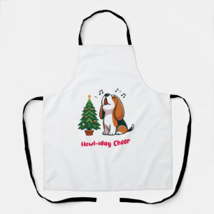 Delantal Howl-iday Cheer Beagle Con Un Diseño De Árbol De N