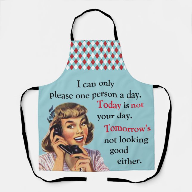 Delantal Hoy no es tu día Vintage Funny Phone Call (Anverso)