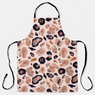 Delantal Huella de leopardo, sin costuras, de fondo beige.