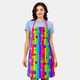 Delantal Huella Neon Rainbow y Punto Polka