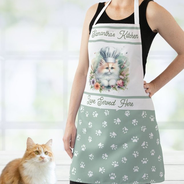 Delantal Huellas de cocina personalizadas de Gorra de gato  (Subido por el creador)