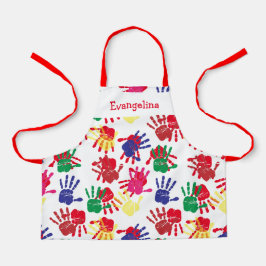 Delantal Huellas manuscritas pintadas coloridas para niños