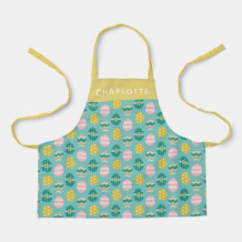 Delantal Huevo de Pascua Personalizado Típico Rosa Verde Co