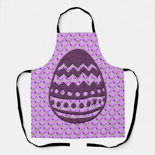 Delantal Huevo morado Purpurinoso de Pascua en Apron Lilac  (Anverso)