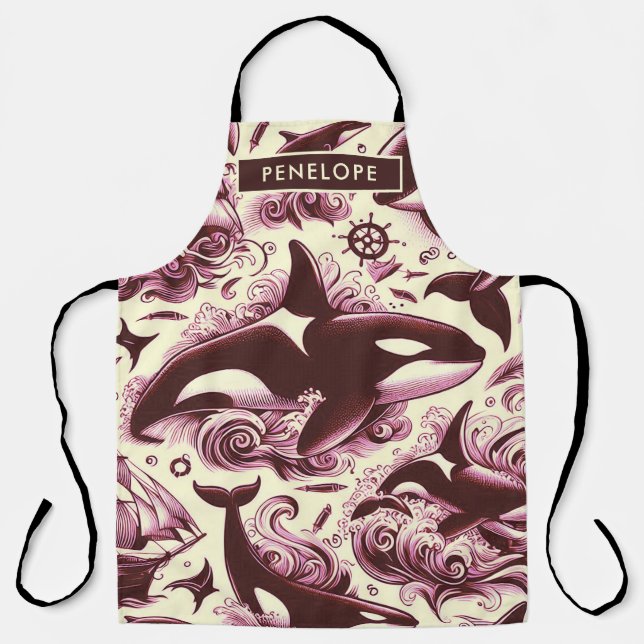 Delantal Huevos de Orca Nautical Seamless (Anverso)