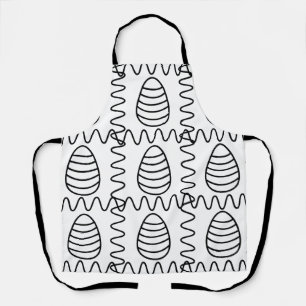 Delantal Huevos de Pascua Chevron Negro y Blanco Feliz Pasc
