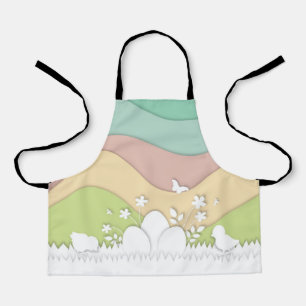 Delantal Huevos de Pascua y chicas lindas en la naturaleza 