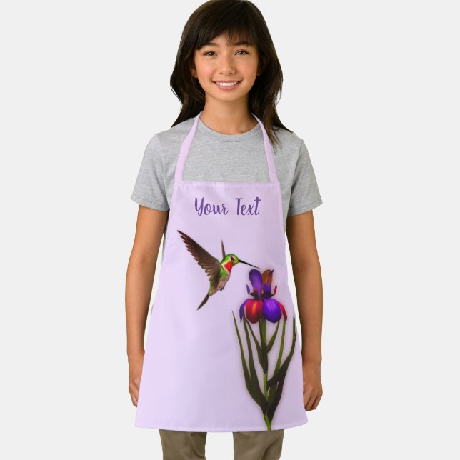 Delantal Hummingbird Y Iris Flower Personalizadas (in situ)