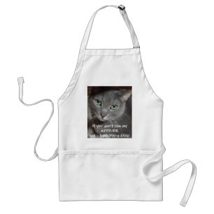 Delantal Humor de actitud de gato gris azul ruso