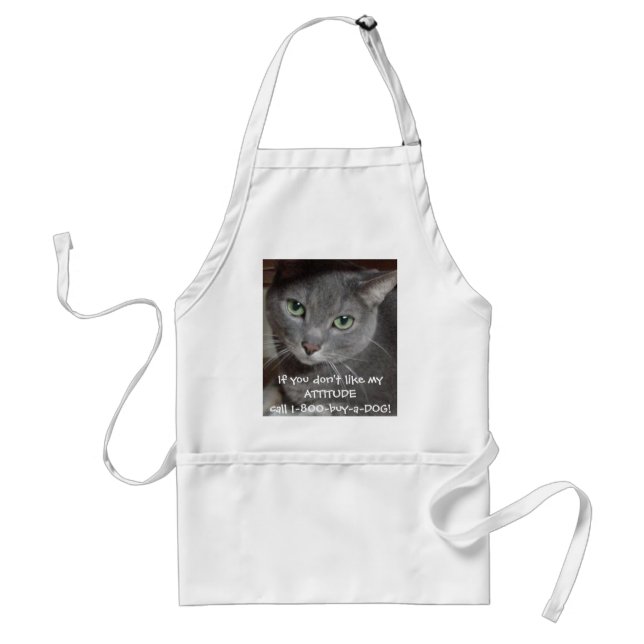 Delantal Humor de actitud de gato gris azul ruso (Frente)