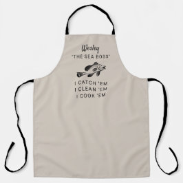 Delantal Humor de pesca de bajura de mar Taupe personalizad