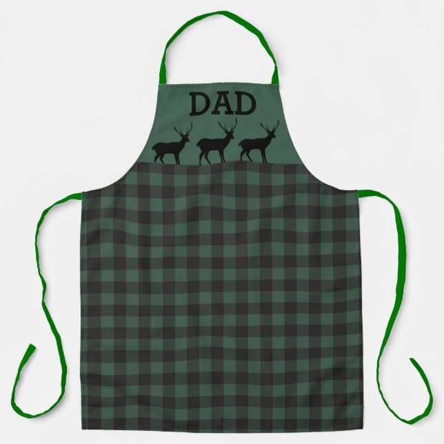 Delantal Hunter Green Buffalo Plaid apron para papá (Anverso)
