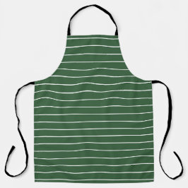 Delantal Hunter Green y White Thin Horizontal Striping