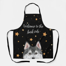 Husky Apron bienvenido al perro gracioso del lado 
