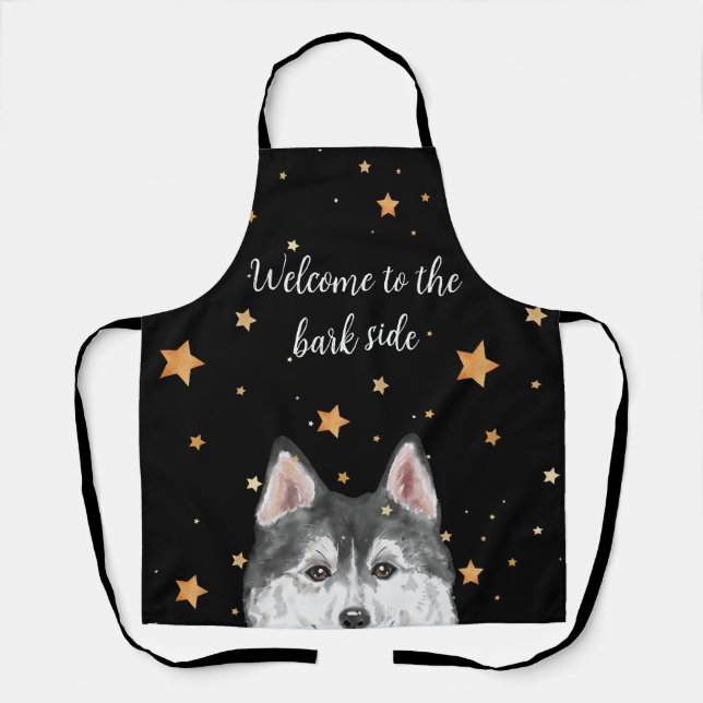 Delantal Husky Apron bienvenido al perro gracioso del lado  (Anverso)