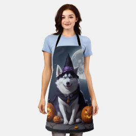 Delantal Husky Dog Halloween Adventure Moonlit Magic Spooky