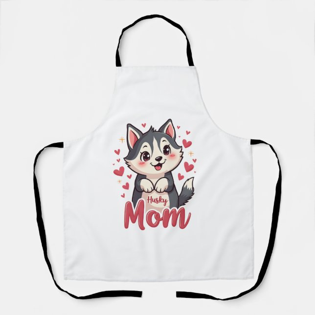 Delantal Husky Dog Mom Cute Kawaii Design (Anverso)