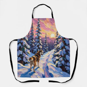 Delantal Husky Vintage en el Sendero Nevado del Bosque de N
