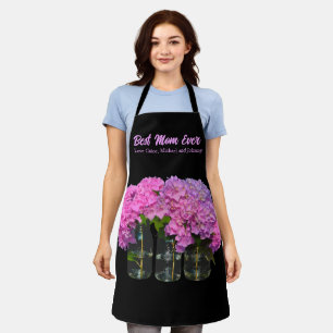Delantal Hydrangeas azul rosado jars de albañil rosa, mejor
