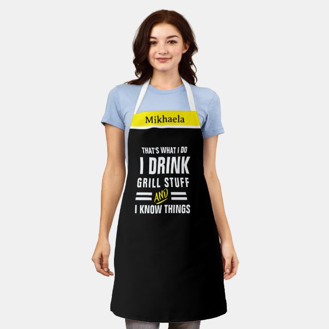 Delantal I Drink & Grill Stuff Apron - Funny Chef "I Do" (Gastado)