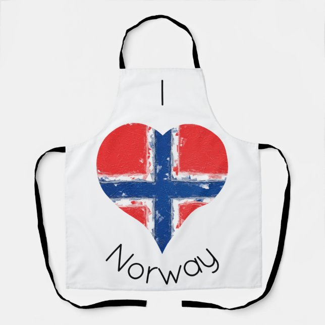 Delantal I Heart Noruega Bandera (Anverso)