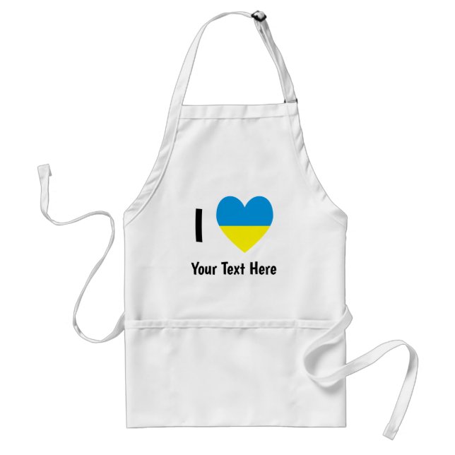 Delantal I (Ukrainian Flag Heart) Your Text (Frente)