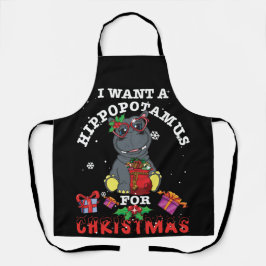 Delantal I Want A Hippopotamus For Christmas Xmas Hippos