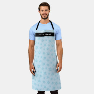 Delantal Ice Blue Snowflakes, su nombre, Personalice