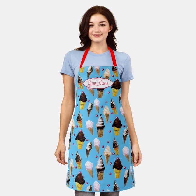Delantal Ice Cream Parlor Retro Sky Blue Apron (Gastado)