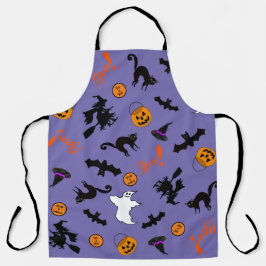 Delantal Ícono de Halloween lindo y espeluznante Apron púrp