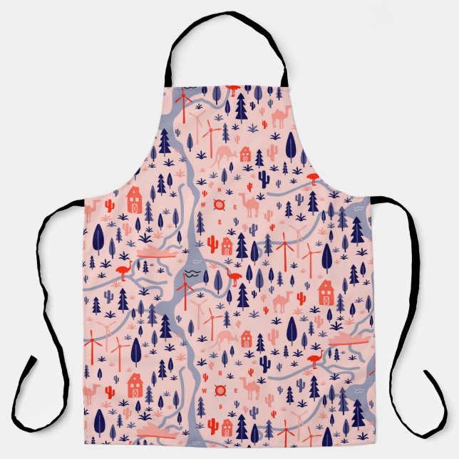 Delantal Iconos australianos, patrón decorativo impecable. (Anverso)