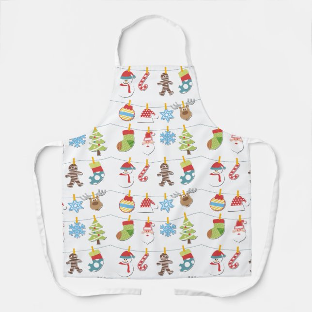 Delantal Id. de patrón de elementos de Navidades personaliz (Anverso)