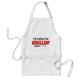 Delantal I'd Rather Be Grillin' BBQ Grilling Grill Master