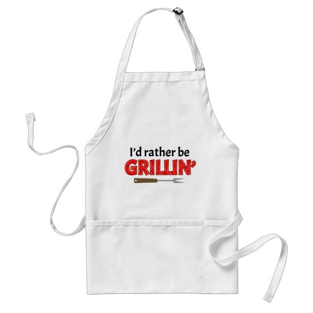Delantal I'd Rather Be Grillin' BBQ Grilling Grill Master (Frente)
