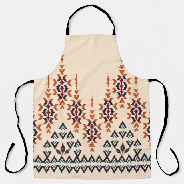 Delantal Ikat arte bello, abstracto y étnico, Ikat sin cost (Anverso)