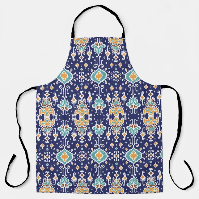 Delantal Ikat Geometric: Ornamento Folklore Oriental. (Anverso)