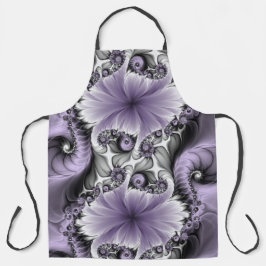 Delantal Ilusión Lilac Resumen Arte Fractal Floral Fantasía