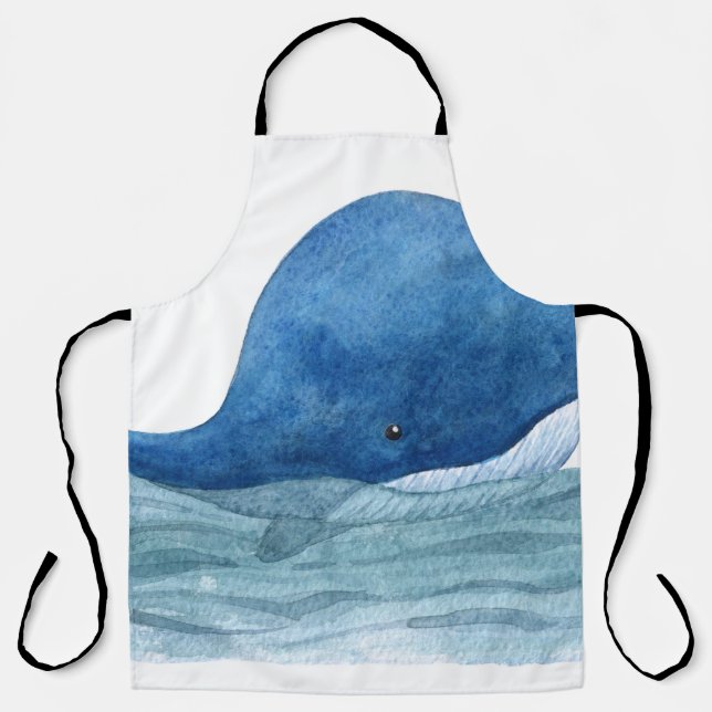 Delantal Ilustracion acuático Cute Blue Whale (Anverso)